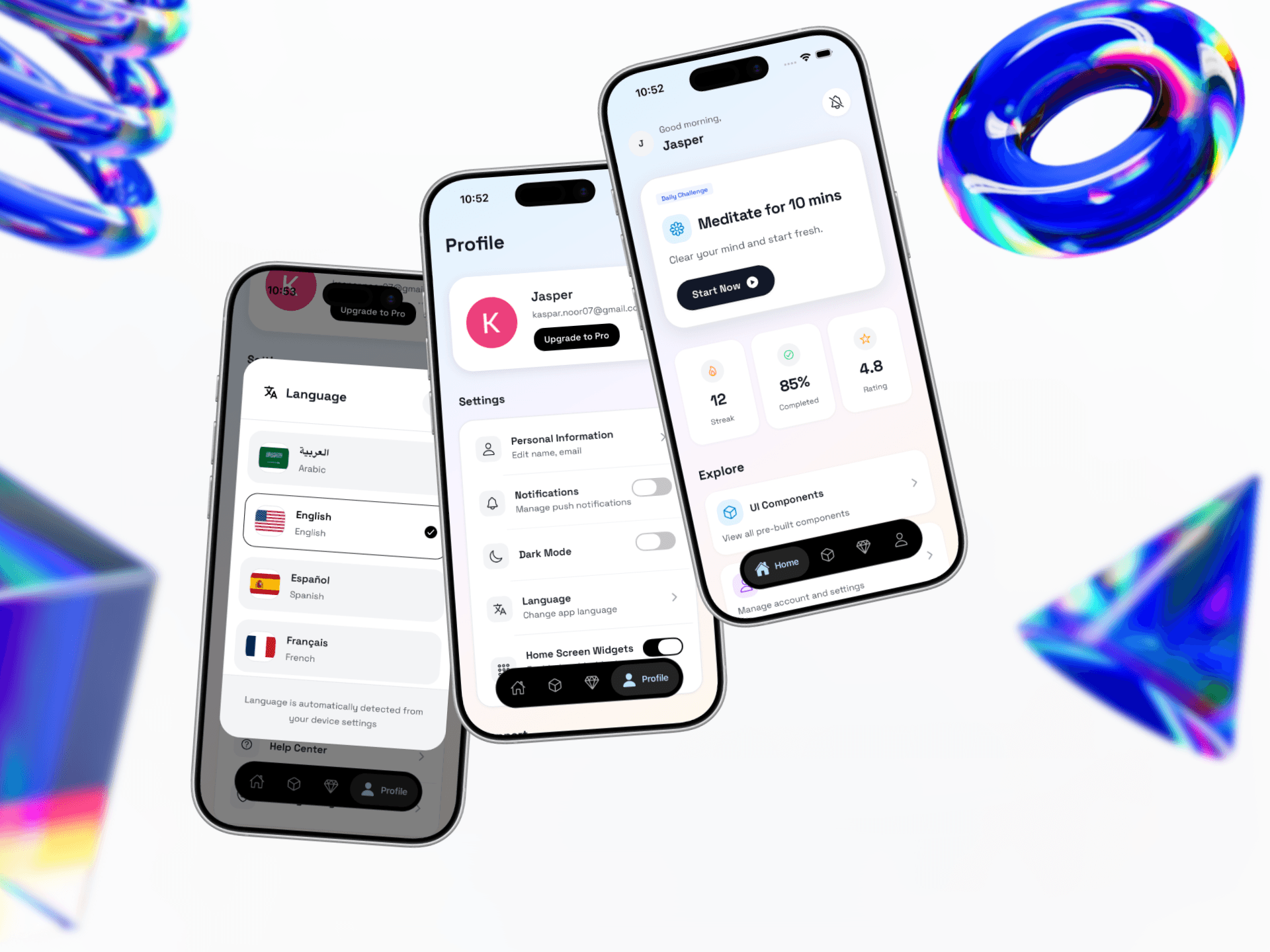 Universal app running on iOS, Android and Web platforms